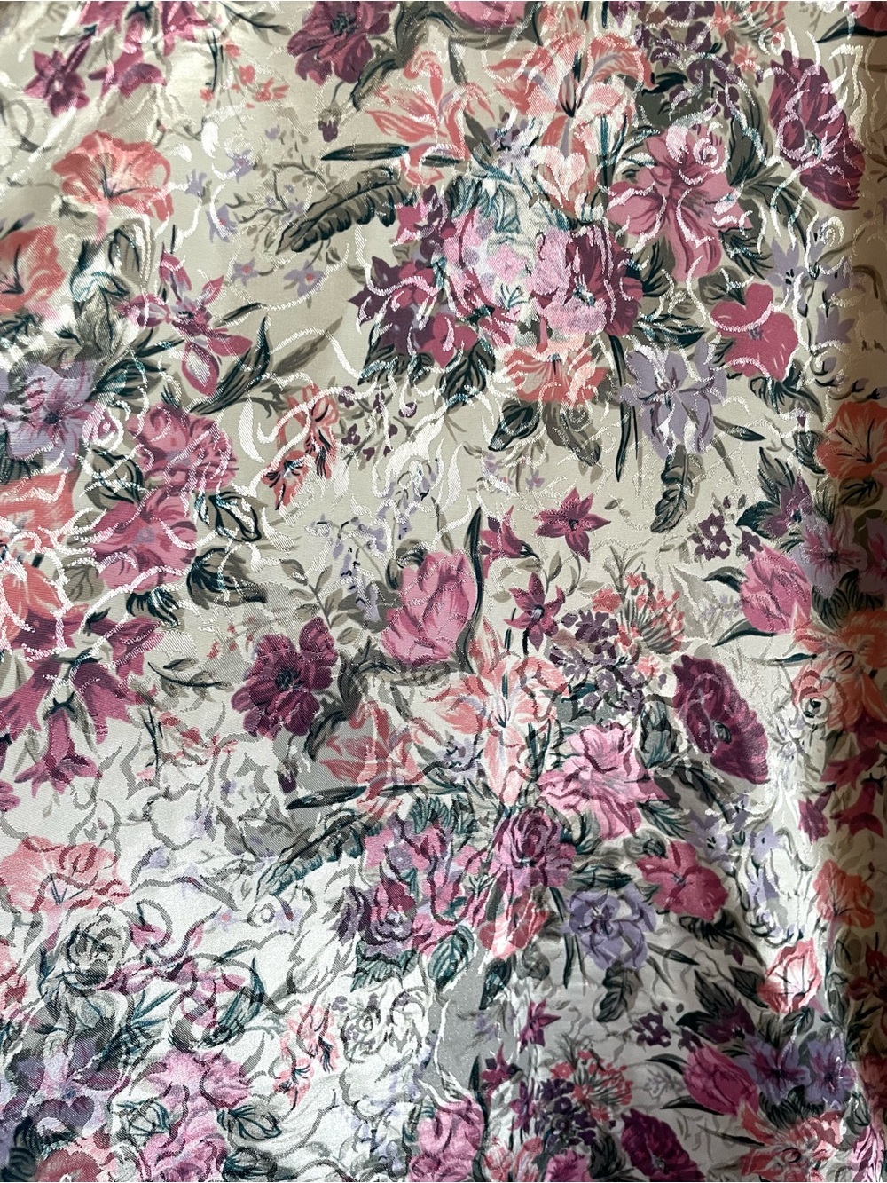 Vintage 90s L.A. Intimates Floral Satin Kimono Robe with Pink Trim - Picture 13 of 13